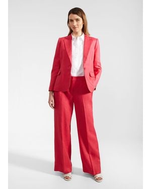 Hobbs Petite Mirabel Wide Linen Trousers - Red