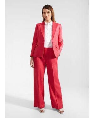 Hobbs Petite Mirabel Wide Linen Trousers - Red