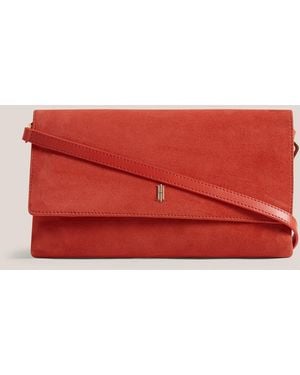 Hobbs Ashley Suede Clutch - Red
