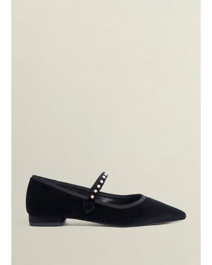 Hobbs Juliana Velvet Point Toe Flats - White