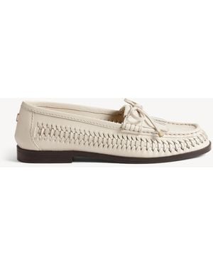 Hobbs Darcy Woven Leather Loafers - White