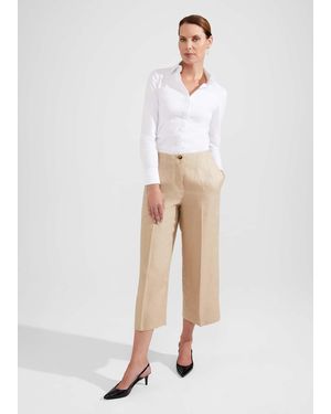 Hobbs Dora Linen Crop Trouser - White