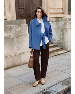 Hobbs Remi Wool Blend Funnel Neck Jacket - Blue