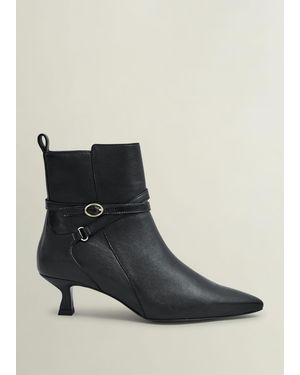 Hobbs Loretta Leather Heeled Ankle Boots - Black