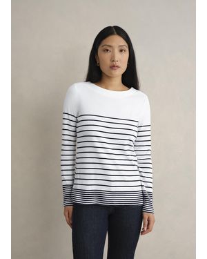 Hobbs Constance Cotton Striped Top - White