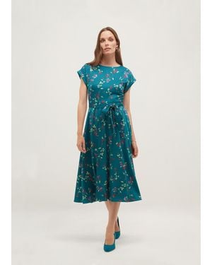 Hobbs Alba Floral Satin Dress - Blue