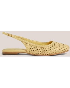 Hobbs Georgia Leather Woven Flat Slingbacks - Natural
