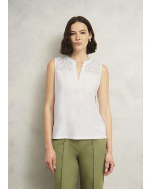 Hobbs Suzanna Cotton Broderie Top - White