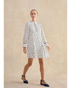 Hobbs Ruth Polka Dot Dress - Natural