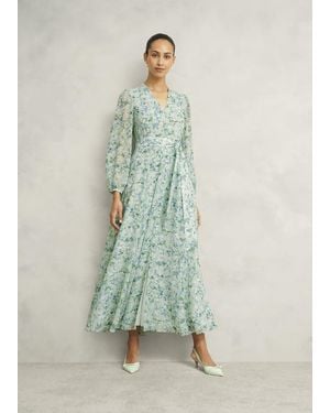 Hobbs Petite Thea Tie Belted Dress - Green