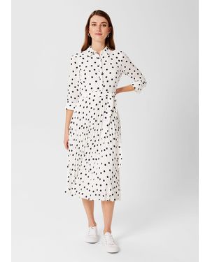 Hobbs Leona Spot Midi Dress - White