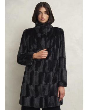 Hobbs Petite Rosanne Faux Fur Coat - Blue