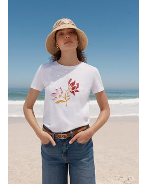 Hobbs Pixie Printed Embroidered T-Shirt - White