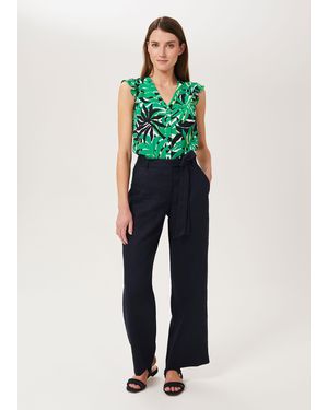 Hobbs Jacqui Linen Trousers - Green