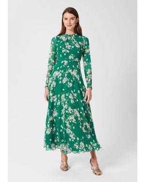 Hobbs Rosabelle Silk Floral Dress - Green