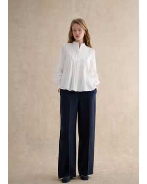 Hobbs Petite Alessia Linen Wide Leg Trousers - Blue