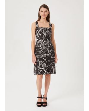 Hobbs Harley Linen Printed Dress - Black