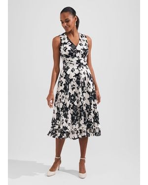 Hobbs Viola Satin Fit And Flare Dress - White