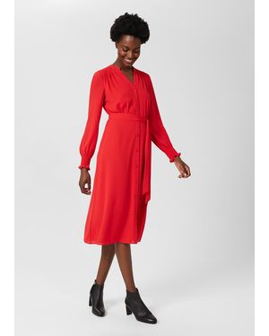 Hobbs Violet V Neck Dress - Red