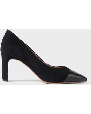 Hobbs Christina Suede Bock Heel Court Shoes - Black