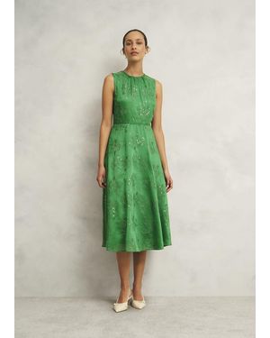 Hobbs Rachel Embroidered Dress - Green