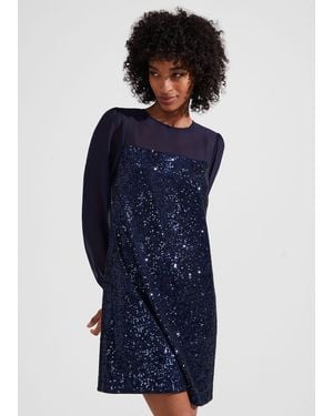 Hobbs Zariah Sequin A Line Dress - Blue