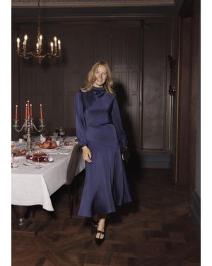 Hobbs Pearl Textured Satin Dress - Black