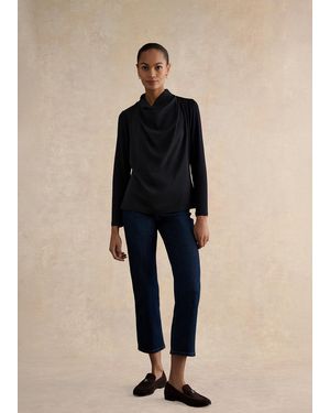 Hobbs Arielle Cowl Neck Long Sleeve Blouse - Natural
