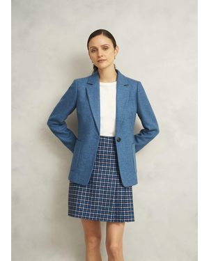 Hobbs Molly Wool Kilt Skirt - Blue