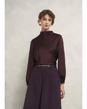 Hobbs Lulworth Satin Blouse - Purple