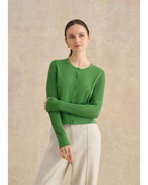Hobbs Dianna Pointelle Sleeve Cardigan - Green