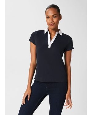 Hobbs Nima Cotton Polo Top - Blue
