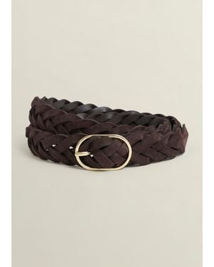 Hobbs Meera Suede Woven Belt - Black