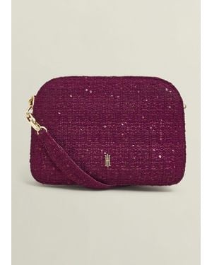 Hobbs Milan Tweed Clutch Bag - Purple