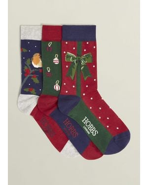 Hobbs Festive Sock Set - Red