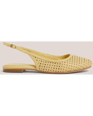 Hobbs Georgia Leather Woven Flat Slingbacks - Natural