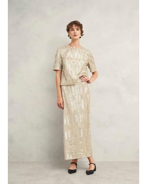 Hobbs Marlowe Sequin Skirt - Natural