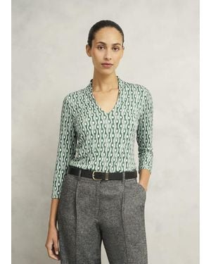 Hobbs Aimee Printed Top - Green