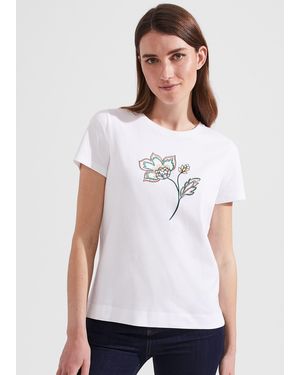 Hobbs Jamie Cotton Embroidered T-Shirt - White