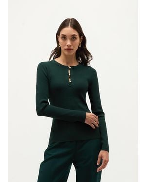 Hobbs Hayden Button Front Jumper - Green