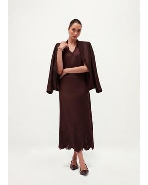 Hobbs Beaumont Trimmed Satin Skirt - Brown