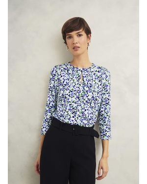 Hobbs Julia Printed Top - Blue