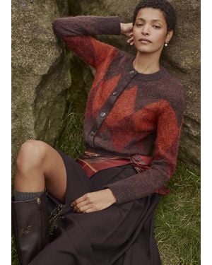 Hobbs Izzy Argyle Cardigan With Wool - Red