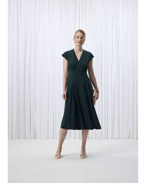 Hobbs Sophie V Neck Pintuck Dress - White