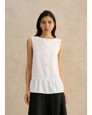 Hobbs Saige Linen Blouse - Natural