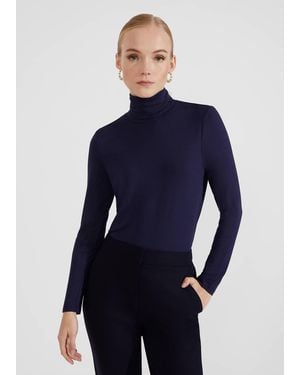 Hobbs Mischa Roll Neck Top - Blue