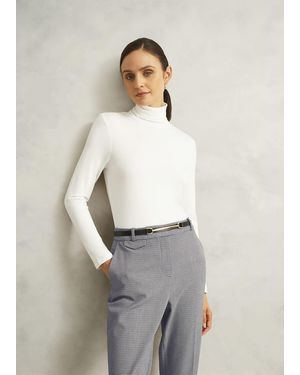 Hobbs Mischa Roll Neck Top Ivory - White