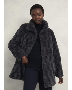 Hobbs Briony Faux Fur Coat - Blue