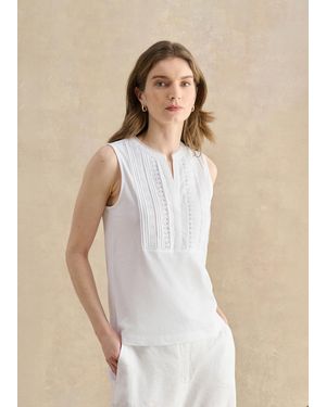 Hobbs Millie Cotton Sleeveless Broderie Tank - Natural
