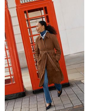 Hobbs Oakley Suede Trench Coat - Orange